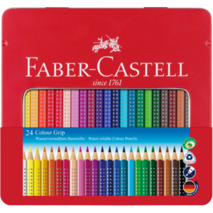 Matite colorate Faber-Castell Colour Grip assortiti astuccio di metallo da 24 - 112423