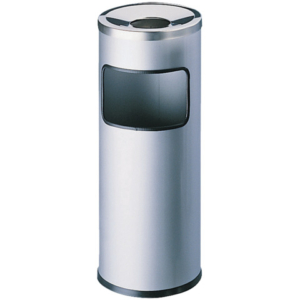 Posacenere DURABLE autoestinguente a colonna - cestino acciaio argento metallizzato base tonda - 333223