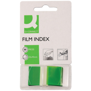 Segnapagina in blister Q-Connect 25x45 mm verde blocchetto da 50 - KF03635