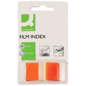 Segnapagina in blister Q-Connect 25x45 mm arancio blocchetto da 50 - KF03636