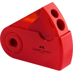 Temperamatite 2 fori Faber-Castell Sleeve con serbatoio colore rosso/blu - 182701