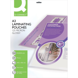 Pouches per plastificatrici Q-Connect A3 - 2x125 µm - finitura lucida - conf. 25 pz - KF04128