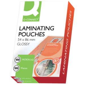 Pouches per plastificatrici Q-Connect 54x86 mm - 2x100 µm - finitura lucida - conf. 100 pz - KF01202