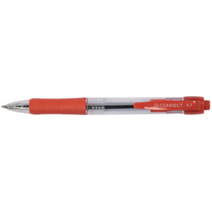 Penna a sfera a scatto Q-Connect punta M 0,7 mm rosso - conf. da 10 pezzi - KF00269