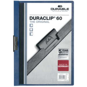 Cartellina con clip Durable DURACLIP® A4 - dorso 6 mm - capacità 60 fogli blu - 220907