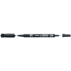 Marcatore permanente Pilot TWIN Begreen doppia punta in fibra 0,8/2 mm - nero 040315