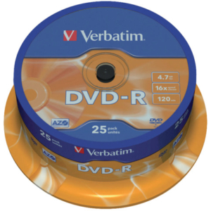 DVD-R Verbatim 16x 4.7 GB Spindle Case in confezione da 25 dvd - 43522