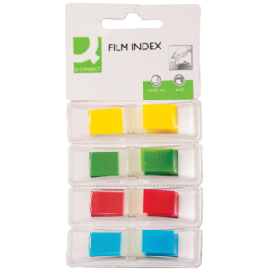 Segnapagina in blister Q-Connect neon 12x45 mm 4 colori trasparenti blister 4 blocchetti da 35 - KF03631