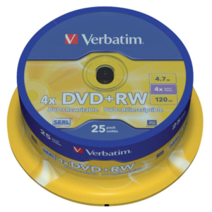 DVD+RW Verbatim 4x 4.7 GB in confezione da 25 dvd+rw - 43489