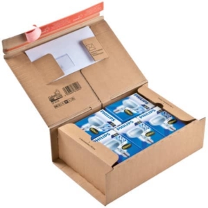 Scatola con tasca interna ColomPac in cartone ondulato f.to 36,5x23,5x12 cm avana - CP067.04