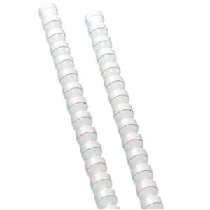 Dorsi a spirale in PVC per rilegatura Q-Connect A4 - 21 anelli 12 mm - fino a 80 ff bianco - conf. 100 pz - KF24023