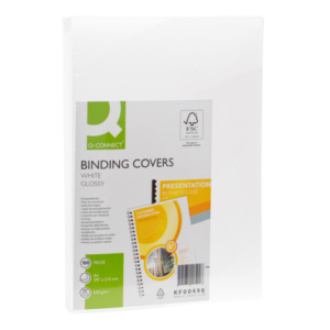 Copertina per rilegatura Q-Connect A4 250 g/m² bianco lucido conf. 100 pezzi - KF00498