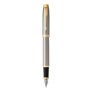 Penna stilografica Parker IM punta M inchiostro blu Brushed Metal GT - 1931656
