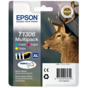 Cartucce inkjet ink pigmentato Cervo T1306 Epson c+m+g Conf. 3 - C13T13064012