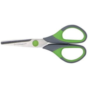 Forbici in blister Q-Connect Softgrip lame simmetriche grigio/verde 14 cm KF00752