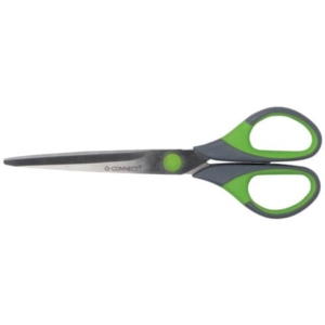 Forbici in blister Q-Connect Softgrip lame simmetriche grigio/verde 17,5 cm KF00753