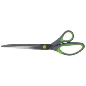 Forbici in blister Q-Connect Softgrip lame asimmetriche grigio/verde 24,9 cm KF00755