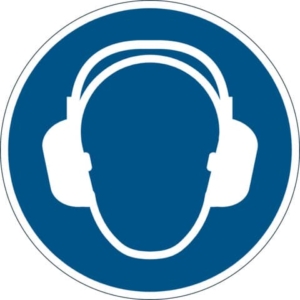 Pittogramma da pavimento ''Indossare la protezione auricolare'' DURABLE azzurro Ø 430 mm - 172906