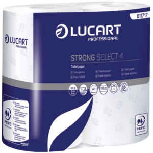 Carta igienica 4 veli Lucart Strong Elite - rotolo da 140 strappi 9,6x 13,5 cm bianco -  Conf. 4 rotoli - 811717