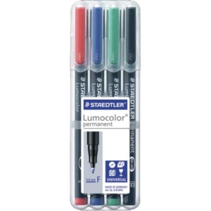 Penne a punta sintetica Staedtler Lumocolor permanent pen 318 F assortiti astuccio da 4 pezzi - 318 WP4