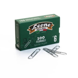 Fermagli Leone Dell'Era in acciaio zincato N. 6 1,2x58 mm rotondi zinco brillante  scatola da 100 pz. - FZ6