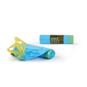 Sacchi immondizia per rifiuti inorganici Perfetto Voilà 30 L 50x60 cm - 18 µm azzurro - rotolo da 15 pezzi - 0359C