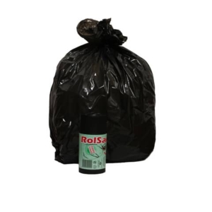 Sacchi immondizia per rifiuti inorganici Rolsac 27 L 50x60 cm - 16 µm nero - rotolo da 20 pezzi - 10240
