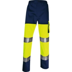 Pantaloni da lavoro Delta Plus ad alta visibilità - classe 2 - 5 tasche - argento giallo fluo-blu - L - PHPA2JMGT