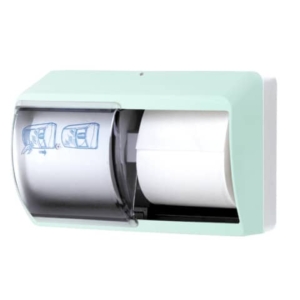 Distributore di carta igienica doppio rotolo Hylab in ABS con capacità max Ø 13 cm verde opalino - E-TO/OD-S