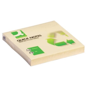 Foglietti riposizionabili Q-Connect 100% materiale riciclato 65 g/m² giallo 76x76 mm 12 blocc. da 100 ff - KF05609