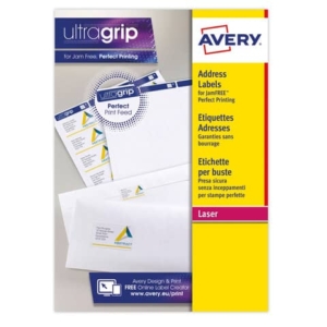 Etichette bianche per indirizzi AVERY Ultragrip? 63,5x33,9 mm - 24 et/foglio - stampanti laser - cf. 15 fogli L7159-15