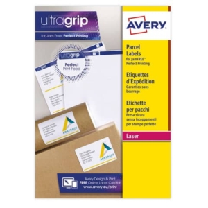 Etichette bianche per indirizzi AVERY Ultragrip? 199,6x143,5 mm - 2 et/foglio stampanti laser - cf. 15 fogli L7168-15