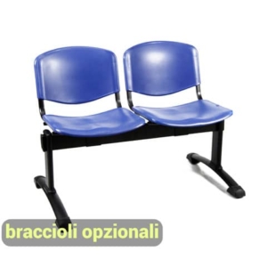 Panca 2 posti attesa Unisit Dado D5P2P - PPL nero D5P2P/NE