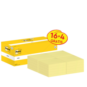 Foglietti riposizionabili Post-it® Notes giallo Canary? 76x76 mm Value Pack 16+4 blocchetti GRATIS - 654-VP20