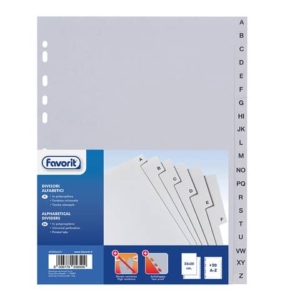 Divisore alfabetico Favorit 20 tacche A-Z 21x29,7 cm grigio 400006681