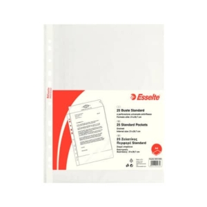 Buste a perforazione universale goffrate Esselte STANDARD PP antiriflesso trasparente A4  conf.25 - 392513300