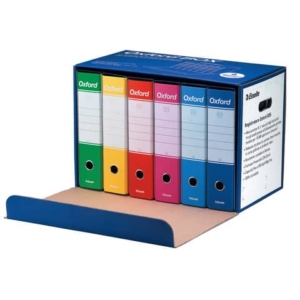 Registratori con custodia Esselte Oxford Box G85 protocollo 54,5x36,5 cm - dorso 8 cm assortiti conf. da 6 - 390785112