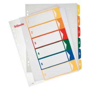 Rubrica in PPL Esselte extra numerica 1-6 con indice stampabile a PC A4 maxi - 100212