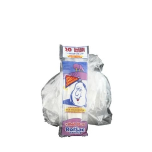 Sacchi immondizia per rifiuti inorganici Rolsac 27 L 50x60 cm - 16 µm trasparente - rotolo da 20 pezzi - 10064