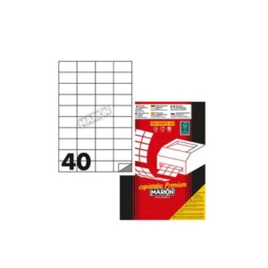 Etichette bianche MARKIN Copiatabu permanenti 52,5x29,7 mm senza margine 40 et./foglio - conf. 100 fogli - X210C513