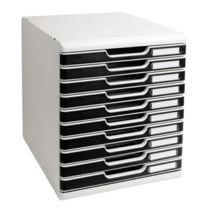 Cassettiera Exacompta MODULO Classic 10 cassetti 28,8x35x32 cm grigio/nero 302014D
