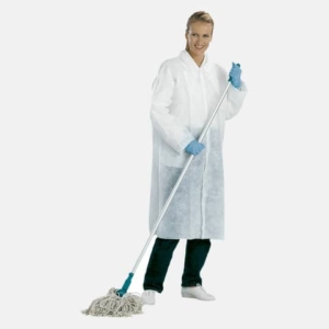 Camice monouso Icoguanti in PPL con chiusura in velcro taglia L bianco - conf. da 5 pezzi - CAMPPX/L