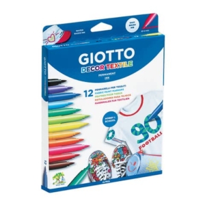 Pennarelli per tessuti GIOTTO Decor Textile tratto fine 1-3 mm assortiti astuccio da 12 - F49490000