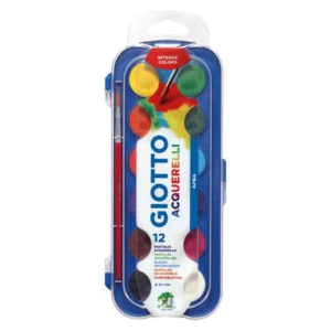 Acquerelli GIOTTO Ø 30 mm assortiti  scatola da 12 + 1 pennello - F351200