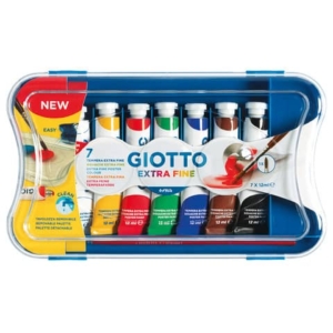 Tempere GIOTTO Extra 12 ml assortiti scatola 7 tubetti + 1 pennello F30310000