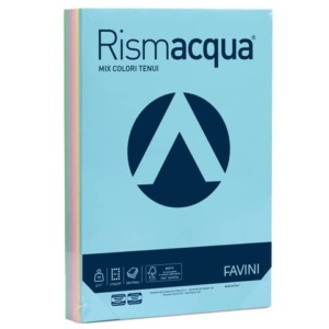 Carta colorata Favini Rismacqua colori tenui 90 g/m² A4 mix 5 colori - Risma da 300 fogli - A66X324