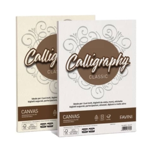 Carta canvas FAVINI Calligraphy per lettere ruvido su entrambi i lati 100 g/m² A4 avorio 02  50 fogli - A69Q214