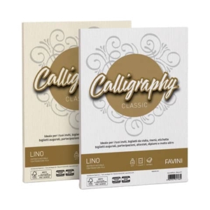 Carta lino FAVINI Calligraphy per lettere per stampa inkjet e laser 120 g/m² A4 avorio 02  50 fogli - A69Q514
