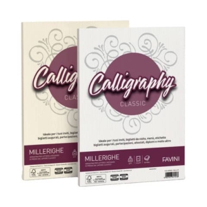 Carta pergamena Favini Calligraphy Millerighe liscia fondo rigato 100 g/m² A4 bianco 01 50 fogli - A690224