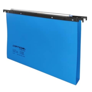 Cartelle sospese orizzontali per cassetti CARTESIO PP 39 cm fondo a U 3 cm blu Conf. 25 pezzi - 500/395 3 -A3